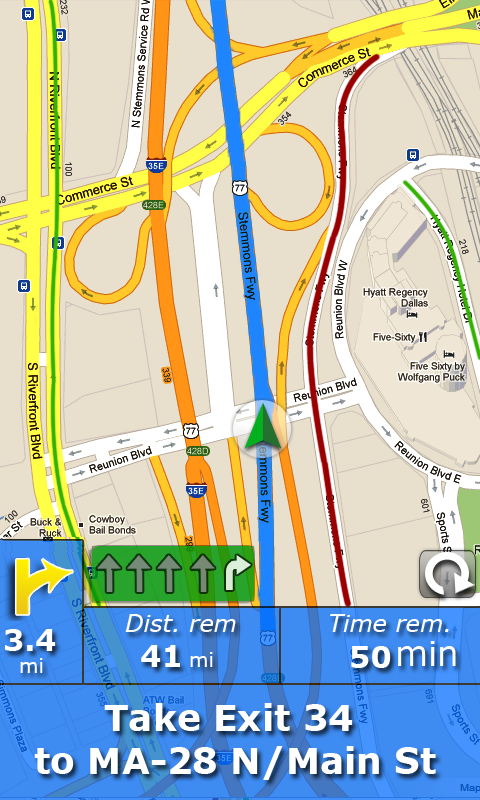 SmartTruckRoute nav panel with with lane assist